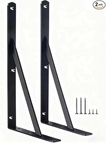 2 Pack L18 x H 12" Black Heavy Duty Shelf Brackets by MHMYDZ