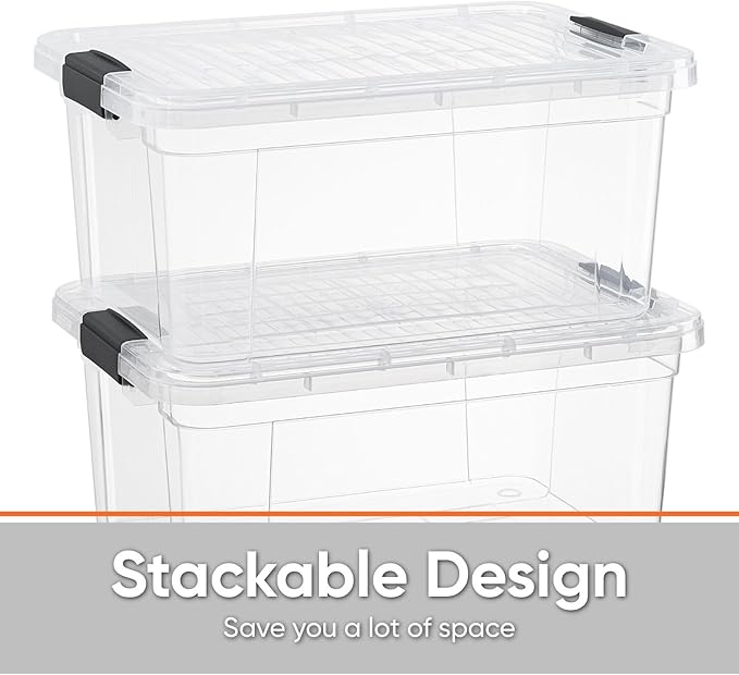 Superio Storage Bins with Lids- 6 Pack, 6.6 Qt Clear Boxes - Image 3