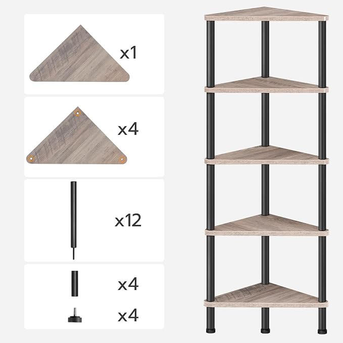 HOOBRO Corner Shelf Stand, Industrial 5-Tier Corner Bookshelf - Image 9