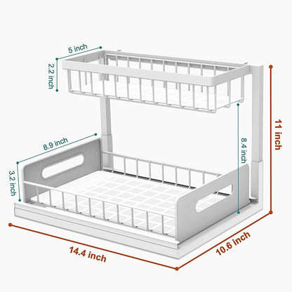 bukfen Under Sink Organizer, Pull Out Home Organizers 2-Tier Slide Out Sliding - Image 5