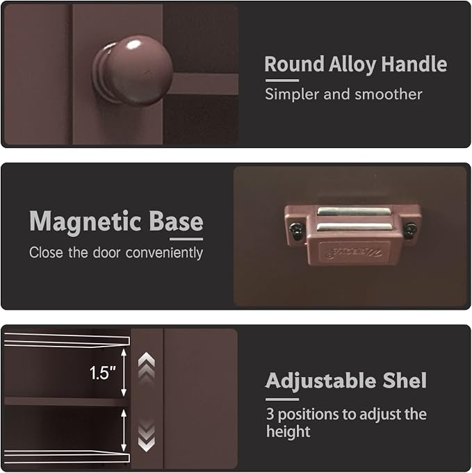 TaoHFE Brown Medicine Cabinets, Bathroom Wall Cabinet - Image 7