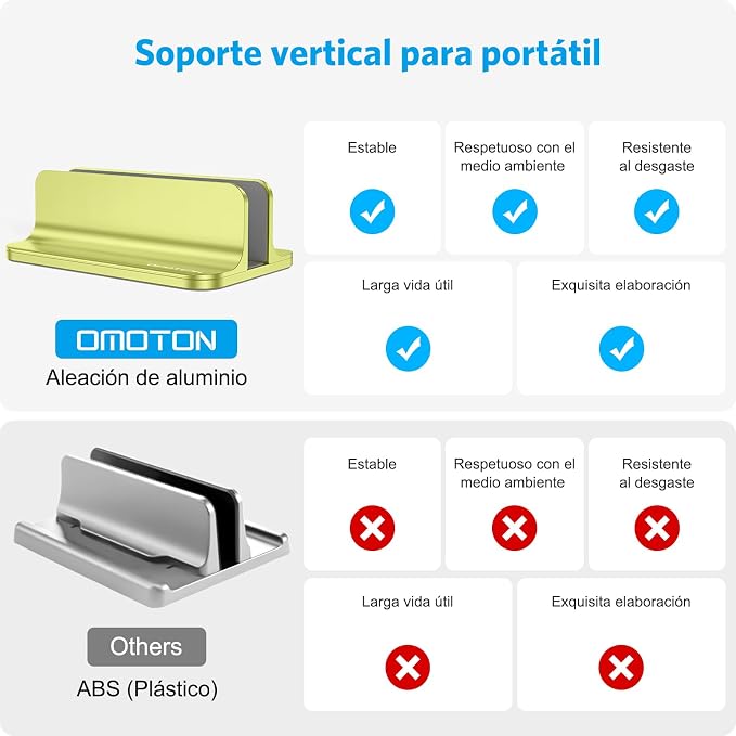 OMOTON Vertical Laptop Stand Holder, Desktop Aluminum Stand - Image 2