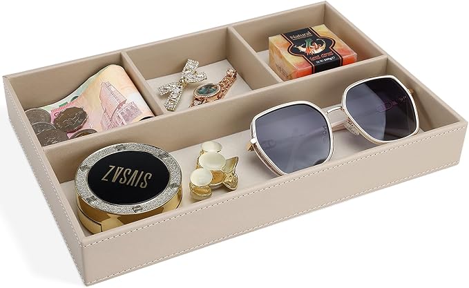 GORESE PU Leather Valet Tray, Stackable Jewelry Trays by GORESE