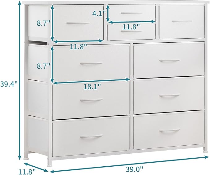 LUMTOK 10 Drawers Dresser with Fabric Bin - Image 3