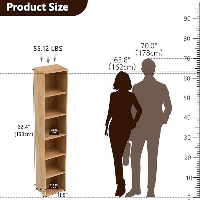 Wooden 6 Cube Storage Organizer, 6 Tier Storage Cubes Unit Display Cubby - Image 3