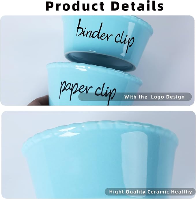 ONTUBE Ceramic Paper Clip Holder and Binder Clip Holder Set - Image 2