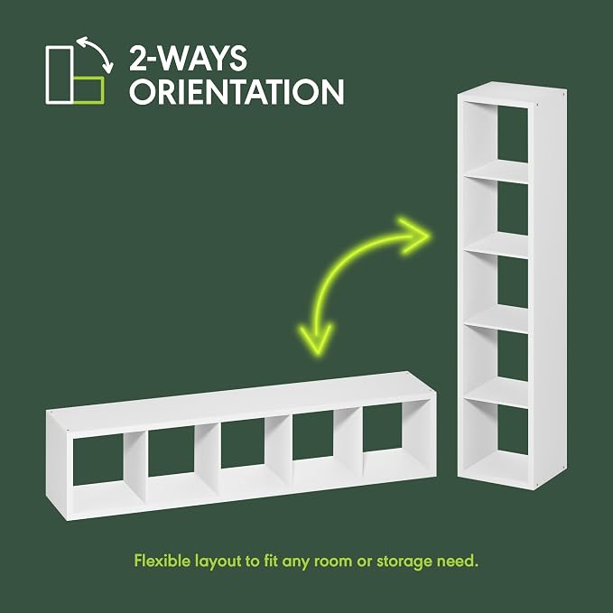 Furinno Cubicle Book Shelf, Vertical 5-Cube Bookshelf, Extra Thick Horizontally - Image 5