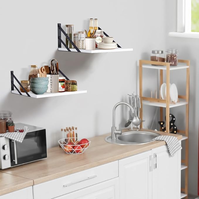 Tectocker-DOU 2 Pc Deep Floating Shelves ; Wall Mounted Hanging Shelves - Image 6