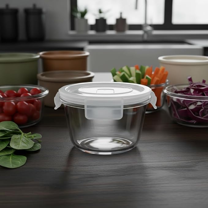 H.JSS WDJS 2 Cup Round Glass Food Storage Containers - Image 5