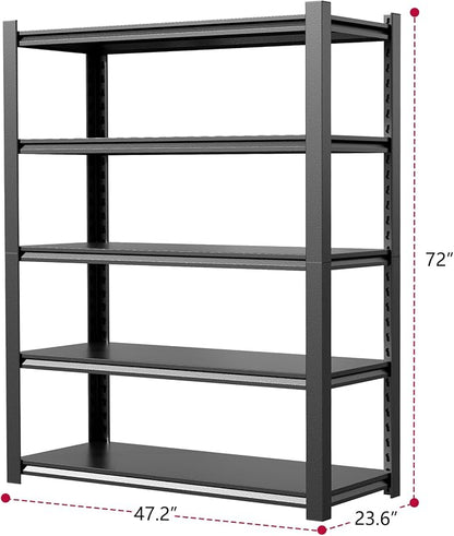 48" W Garage Shelving 2500LBS Heavy Duty Storage Shelves 5 Tier Adjustable - Image 3