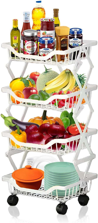 Rolling Rack Storage Cart, Foldable Metal Organizer by MGMGART