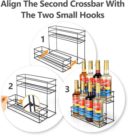 8 Bottle Capacity Coffee Syrup Organizer 2 Tier Coffee Syrup Stand Shelf - Image 3