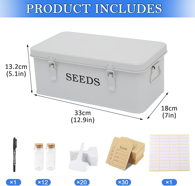 Seed Storage Box, Metal Seed Bin Seed Storage Organizer, 4 Dividers Seed - Image 7