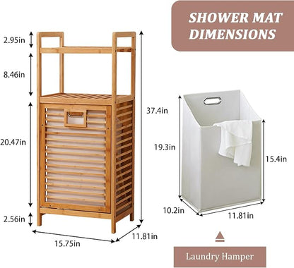 Laundry Hamper with 2-Tier Shelves & Tilt Out Basket, Laundry Baskets Organizer - Image 2
