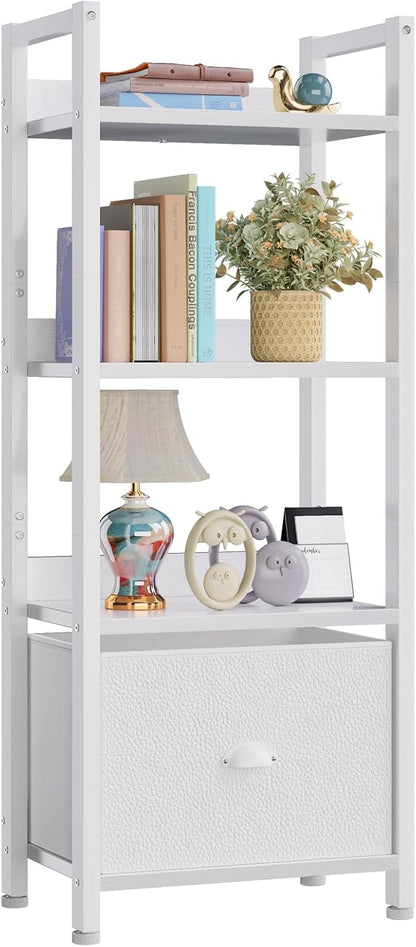Furologee White 4 Tier Bookshelf by Furologee