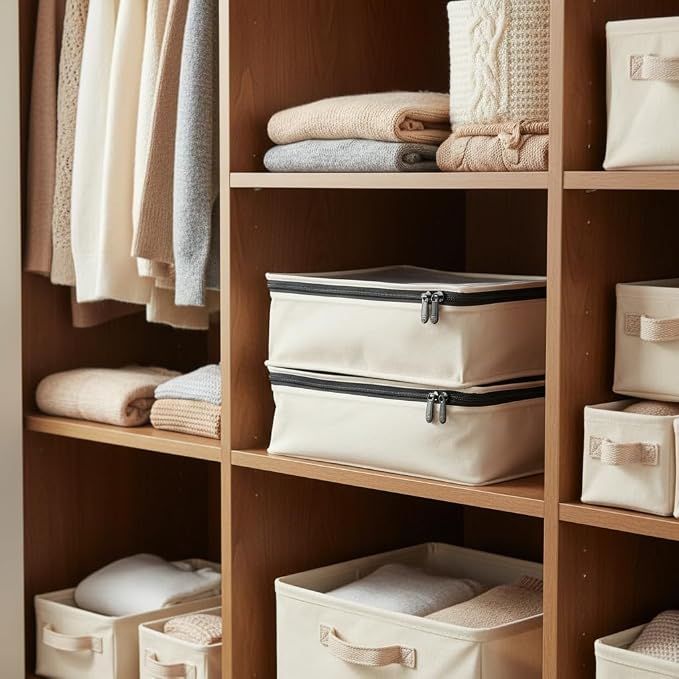 Household Essentials Canvas Sweater Storage Bags, Breathable Cotton, Under-Bed - Image 8