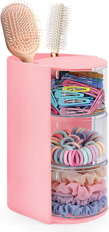Clear Hair Accessories Organizer & Hair Brush Holder, Rotatable Makeup Brush by Anyisposs