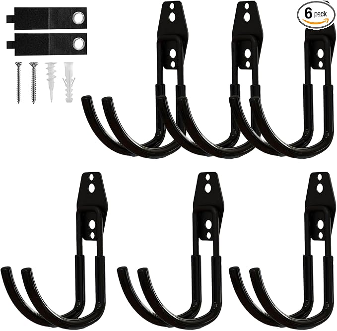 Garage Hooks, 6 Pack Large Round Wall Hooks by CRXCRC