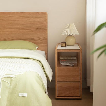 Solid Wood End Table with Storage Drawers, Narrow Side Table - Image 7