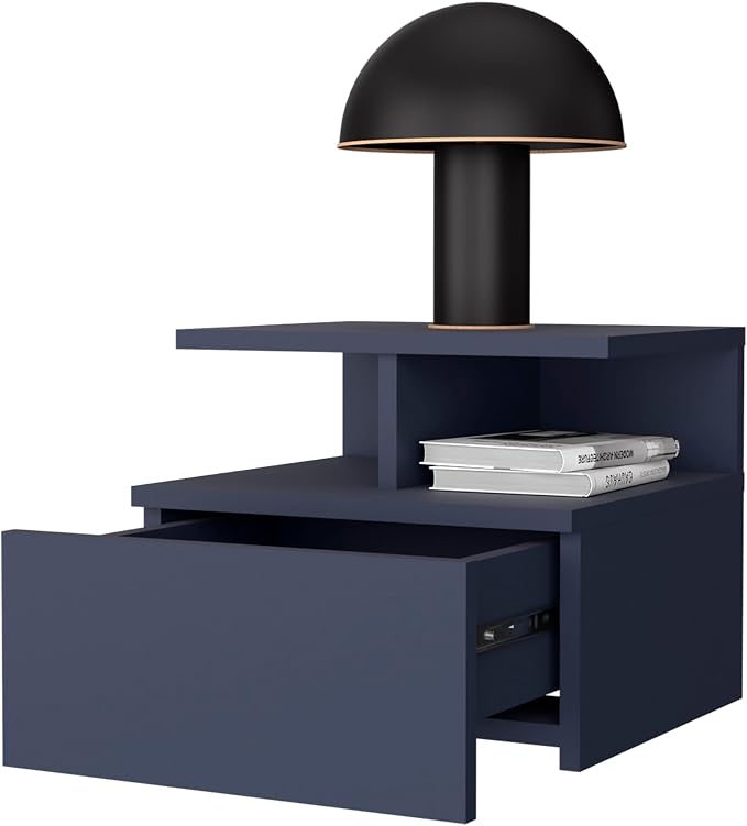 Floating Nightstand, 1 Drawer, Open Shelf, Wall Mounted Design - Image 5