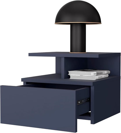 Floating Nightstand, 1 Drawer, Open Shelf, Wall Mounted Design - Image 5