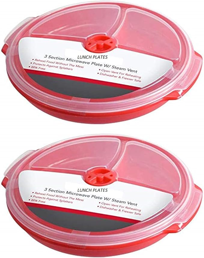 Home Products Essentials 2 Pack- Microwave Food Storage Travel Tray Containers - Image 3