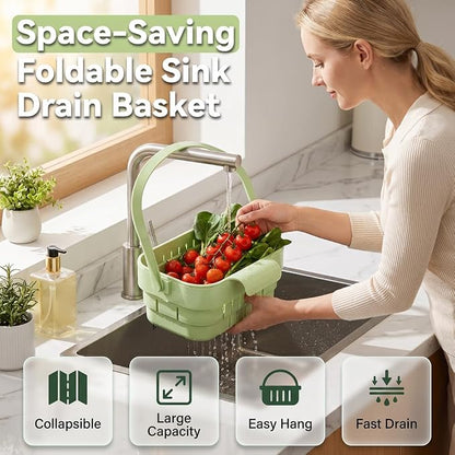 Foldable Hanging Sink Drain Basket, 2026 New 2-in-1 Foldable Sink Colander - Image 4
