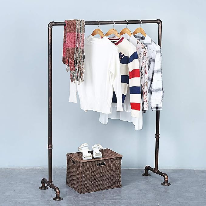 Industrial Pipe Clothing Rack 59in, Clothes Racks - Image 6