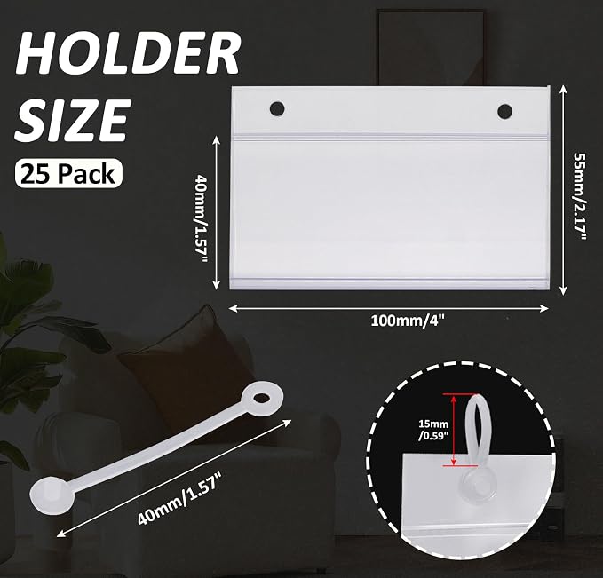 Biaungdo 25 Pcs Clear Basket Label Holders - Image 2
