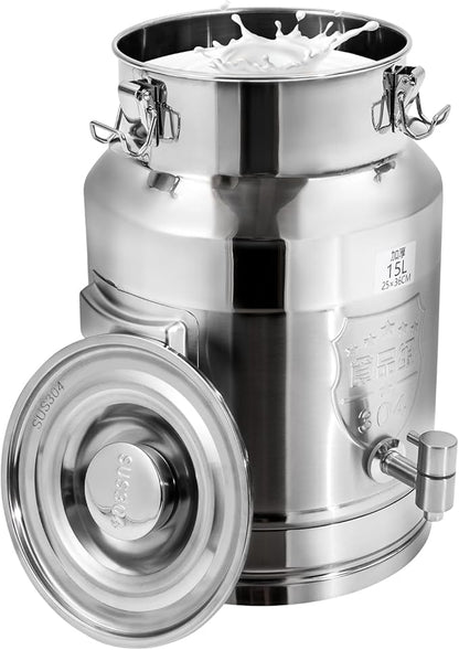 Milk Can Barrel Stainless Steel Beverage Drink Dispenser Large Capacity Storage by HaoYunNe