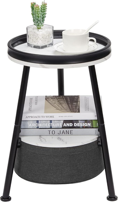 Round End Table, 11.8*17.8' Round Sofa Table, Small Round Table, Small Coffee - Image 4