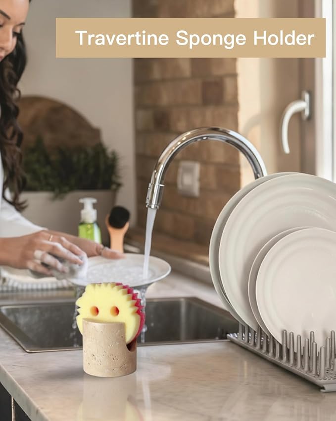 Luxury Travertine Sponge Holder – Fast-Drying, Rust-Proof Kitchen Sink Caddy - Image 6