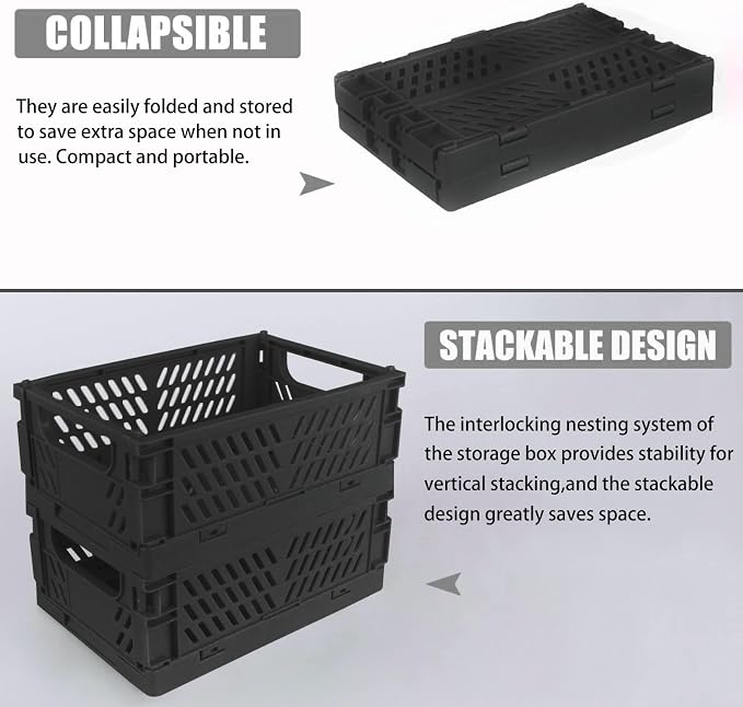 Tixill 2-Pack Mini Foldable Plastic Storage Box Mini Plastic Baskets - Image 4