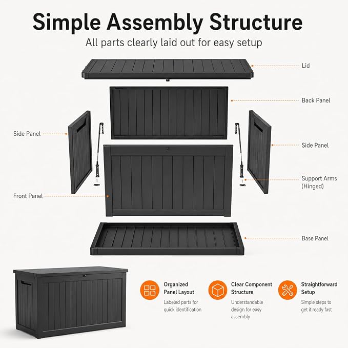 270 Gallon Extra Large Deck Box Outdoor, Resin Storage Box Outdoor Waterproof - Image 9