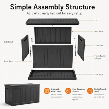 270 Gallon Extra Large Deck Box Outdoor, Resin Storage Box Outdoor Waterproof - Image 9