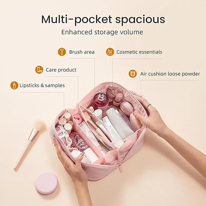 2026 New Travel Makeup Bag, Festivalment Wide Open Lay-Flat Water-Resistant - Image 6