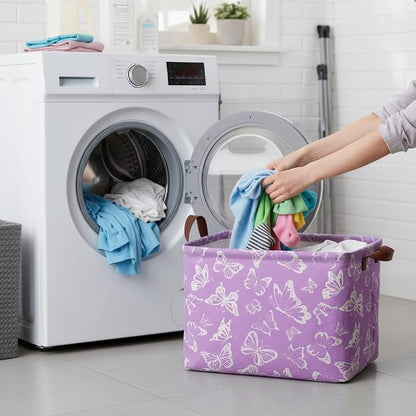 Purple Butterfly Storage Basket Waterproof Canvas Toy Storage Bin Decorative - Image 6