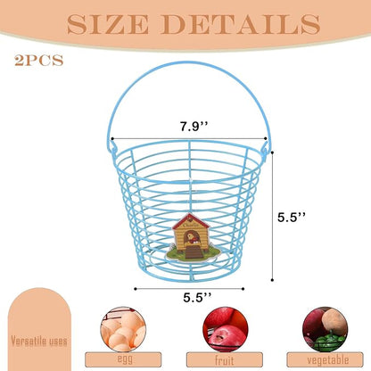 Colorful Metal Mesh Wire Egg Collecting Basket - Image 2