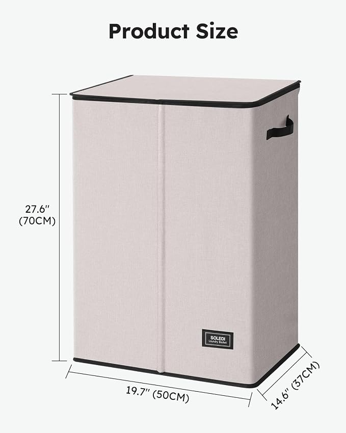 SOLEDI Laundry Hamper with Lid 130L Large & Tall Collapsible Laundry Basket - Image 6