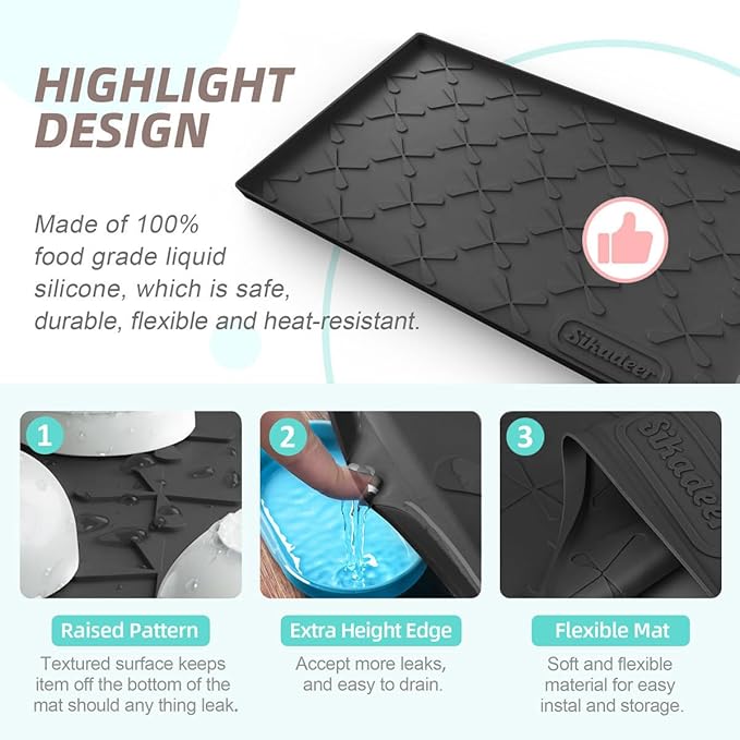 SIKADEER 40" x 22" Under Sink Mat Waterproof, Silicone Mat Kitchen Drawer Shelf - Image 4