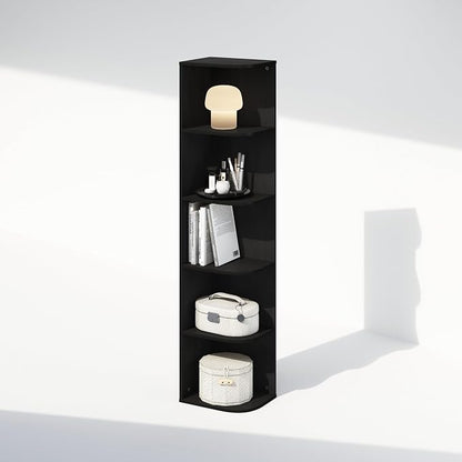 Furinno Reed Corner Shelf, 5-Tier Corner Bookshelf, Book Shelf, Corner Shelves - Image 5