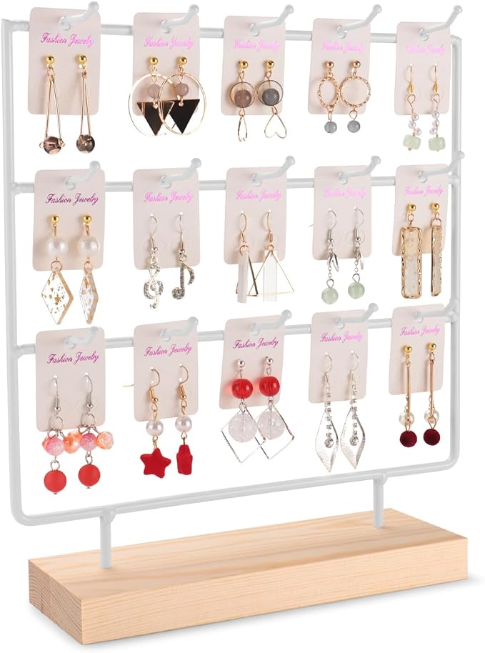 Earring Display Stand for Selling, Wood Earring Rack Tower Display Holder Stand by shidaishiyehome