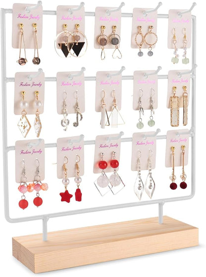 Earring Display Stand for Selling, Wood Earring Rack Tower Display Holder Stand by shidaishiyehome