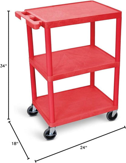 Luxor HE34 Utility Cart 3 Shelves Structural Foam Plastic - Image 2