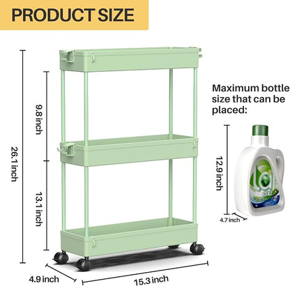SPACEKEEPER Slim Rolling Storage Cart, 3 Tier Bathroom Organizer Utility Cart - Image 7