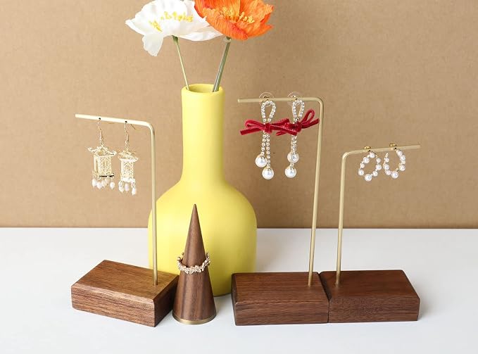 GemeShou 3pcs walnut wooden dangle earring stand holder, hoop earring displays - Image 8