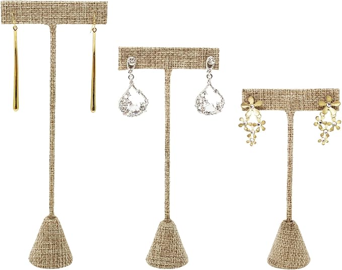 Ikee Design 6Pcs Set Linen Earring T Stand Display Set, Jewelry Display Stand - Image 3