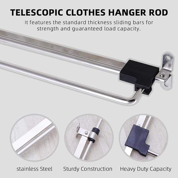ABOOFAN 3 Pcs Retractable Closet Rod Sliding Clothes Hanger - Image 6