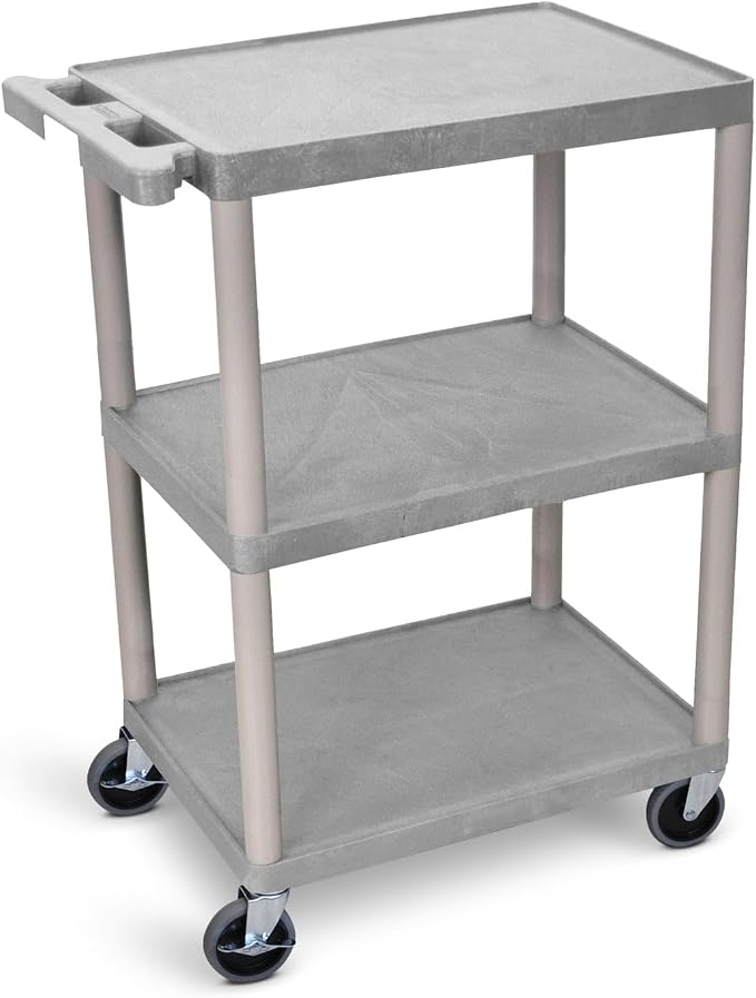 Luxor HE34 Utility Cart 3 Shelves Structural Foam Plastic by LuxorWorkspaces
