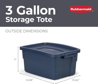 Rubbermaid Roughneck Tote 3 Gal, 6 Pack, Made in USA, Dark Indigo Metallic - Image 2